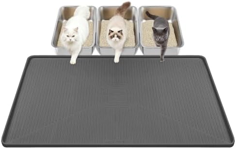 Lorvain Cat Litter Mats,45"x30" Extra Large Silicone Cat Mat for Litter Box
