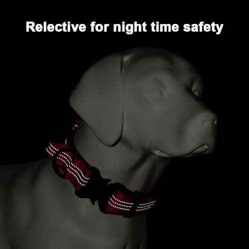 Personalized Tactical Dog Collar with Name and Phone Number, Heavy Duty Nylon Military Dog Collar with Handle and Strong Metal Buckle for Medium and Large Dogs