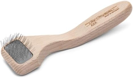 Chris Christensen Mark X Tiny Slicker Brush for Dogs, 12mm Pins, Groom Like a Pro, Handcrafted Lightweight Beechwood Ergonomic Handle, Stainless Steel Pins, A5X, XX-Small. Made in Germany.
