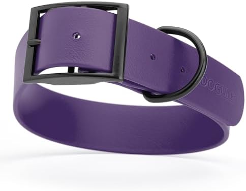 Dogline Biothane Waterproof Dog Collar Strong Coated Nylon Webbing with Black Hardware Odor- Proof for Easy Care Easy to Clean High Performance Fits Small Medium or Large Dogs, Violet Purple