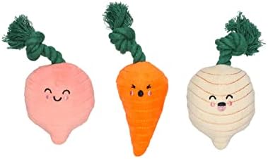 Pearhead Spring Garden Veggies Dog Toys, Plush Squeaky Rope Dog Toys