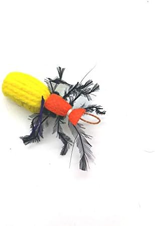 2 Inch Handmade Cat Toy Teaser Beetle (1, Yellow, with Wand)