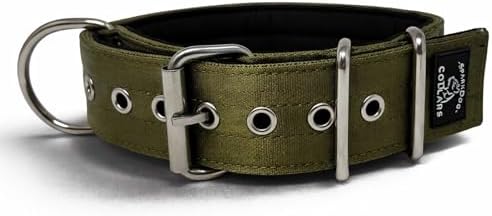 SparkDog Padded Working Dog Collar (Military Green, 2" Padded (16-21" Neck)