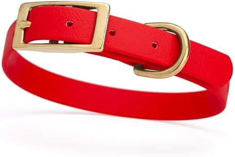 Viper Biothane Heavy Duty Waterproof Dog Collar Strong Coated Nylon Webbing w/Solid Brass Hardware Odor-Proof Easy to Clean High Performance Fits Small Medium or Large Dogs, Cherry Red