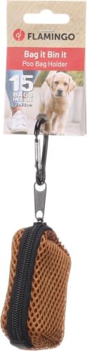 Flamingo Misha Poo Bag Dispenser - Brown | Stylish, Practical & Durable! - Includes Poop Bag