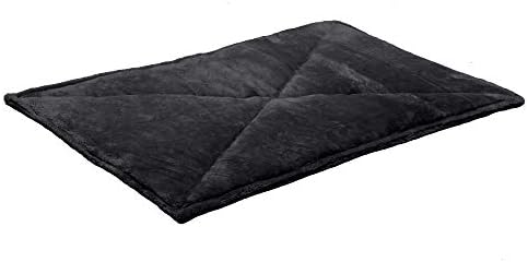 Furhaven ThermaNAP Self-Warming Cat Bed for Indoor Cats & Large/Medium Dogs, Washable & Reflects Body Heat - Quilted Faux Fur Reflective Bed Mat - Black, Large