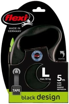 Flexi Black Design Tape Green Large 5m Retractable Dog Leash/Lead for Dogs up to 50kgs/110lbs