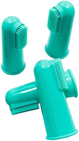 H&H Pets Dog Finger Toothbrushes - Professional Pet Finger Dental Brush Set for Dogs Puppies Cats, Soft Bristles, Size Small 4 Count-Silicon
