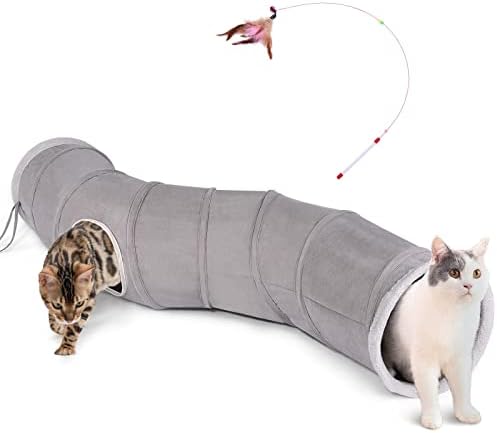 Ownpets S-Shape Cat Tunnel Toy 48"L x 10"D, for Cats, Puppies & Small Pets