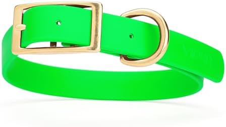Viper Biothane Heavy Duty Waterproof Dog Collar Strong Coated Nylon Webbing w/Solid Brass Hardware Odor-Proof Easy to Clean High Performance Fits Small Medium or Large Dogs, Tropical Green