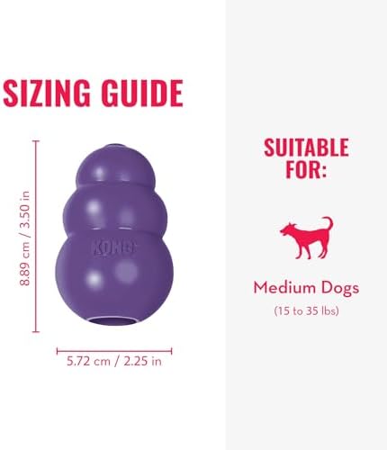 KONG Senior, Gentle Natural Rubber Stuffable Dog Toy, for Medium Dogs