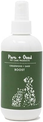 Pure + Good Boost Grooming Spray - Deodorizes, Softens Fur & Moisturizes Skin, 8 fl oz (Cedarwood + Sage)