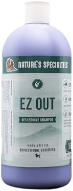 Nature's Specialties EZ Out Deshedding Ultra Concentrated Dog Shampoo for Pets, Makes up to 4 Gallons, Natural Choice for Professional Groomers, Removes Unwanted Hair, Made in USA, 32 oz
