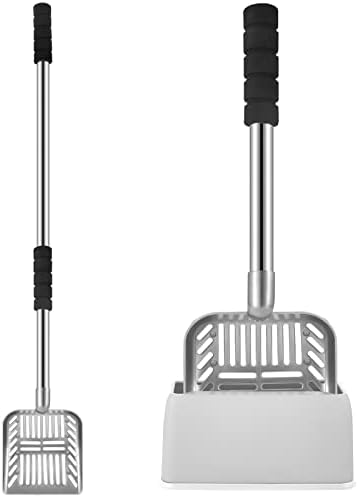 Hortsun 32 Inch Cat Litter Scooper Metal Long Handle Cat Litter Scoop, Gray