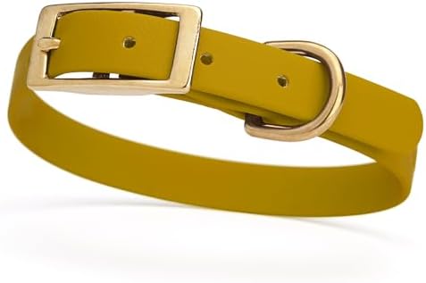 Viper Biothane Heavy Duty Waterproof Dog Collar Strong Coated Nylon Webbing w/Solid Brass Hardware Odor-Proof Easy to Clean High Performance Fits Small Medium or Large Dogs, Treasure Gold