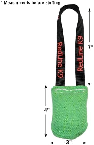 REDLINE K-9 Green French Linen 3" x 4" 1 Handle Pocket tug Toy Bundle of 2 Dog Tug Toy