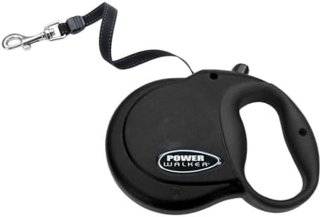 Coastal Pet Power Walker Dog Retractable Leash - Reflective Dog Leash - Stop-and-Release Control Button - Comfort Grip Handle - Black - Small