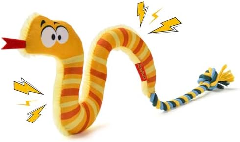 AUSCAT Plush Dog Rope Toy, Durable Squeaky Dog Toys for Puppy Small Medium Dogs (Not for Aggressive Chewers), Snake