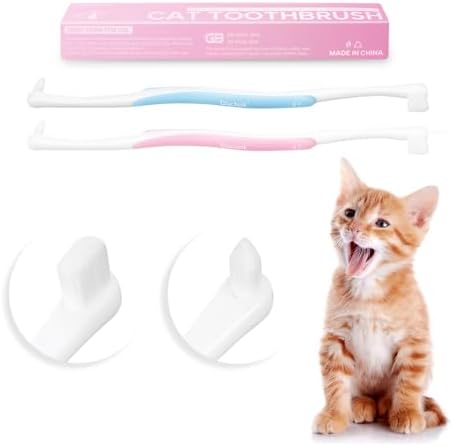 2 Pcs Dual-Sided Cat Toothbrush, Micro Brush Head for Kittens