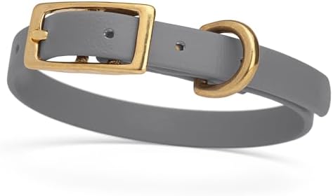 Viper Biothane Heavy Duty Waterproof Dog Collar Strong Coated Nylon Webbing w/Solid Brass Hardware Odor-Proof Easy to Clean High Performance Fits Small Medium or Large Dogs, Battleship Gray