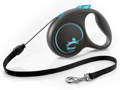 Flexi Black Design Cord Blue Medium 5m Retractable Dog Leash/Lead for Dogs up to 20kgs/44lbs