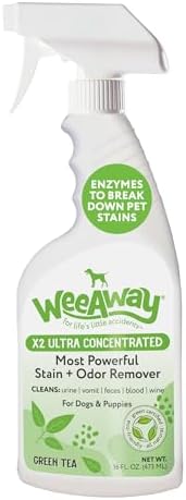 Wee Away® X2 Dog Urine Stain & Odor Remover - Double Strength Enzyme Spot Cleaner for Dog Pee, Marking & Odor Removal, Carpet, Furniture & Bedding, Non-Toxic, 16 oz