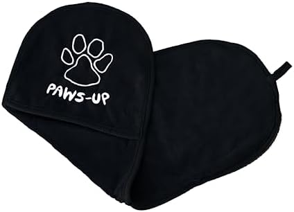 Paw Cleaning Towel for Dogs Dual Hand Pockets removes Dirt and Mud Absorbent Cotton Blend Also Great for Drying. Black