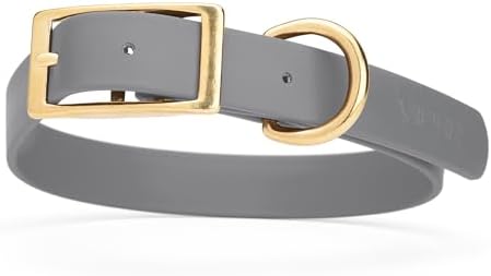 Viper Biothane Heavy Duty Waterproof Dog Collar Strong Coated Nylon Webbing w/Solid Brass Hardware Odor-Proof Easy to Clean High Performance Fits Small Medium or Large Dogs, Battleship Gray