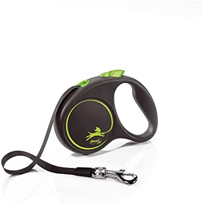 Flexi Black Design Tape Green Small 5m Retractable Dog Leash/Lead for Dogs up to 15kgs/33lbs