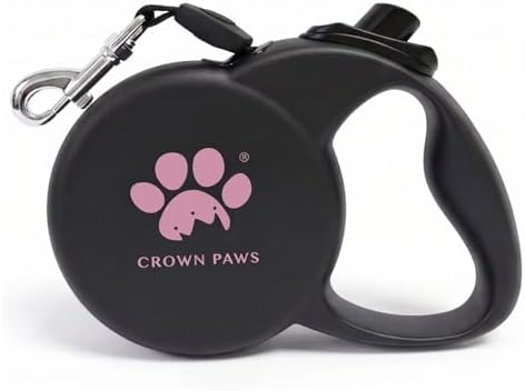 Retractable Dog Leash, 16ft Heavy Duty Nylon Tape for Medium Dogs up to 44 lbs, One-Hand Brake & Lock, Tangle-Free, Ergonomic 3" Large Handle, Lightweight Black M GC-DAN