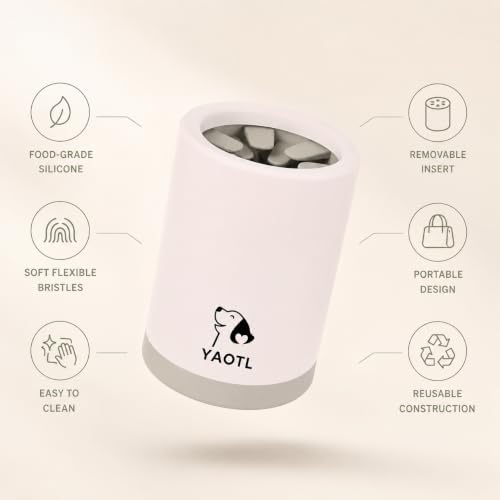 YAOTL Dog Paw Cleaner Cup, Portable Muddy Paw Washer with Soft Silicone Bristles, Easy Clean Pet Paw Cleaner for Small, Medium & Large Dogs