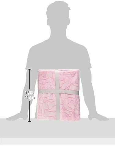 Bone Dry Embossed Bone Print Pet Blanket, Pink, 36x48"