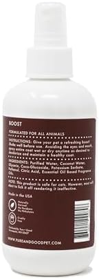 Pure + Good Boost Grooming Spray - Deodorizes, Softens Fur & Moisturizes Skin, 8 fl oz (Sandalwood + Coconut)