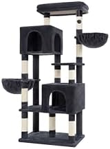 Heybly 68.1" Cat Tree with Oversized Top Platform & Wide Base HCT059G | Heavy Duty Cat Tower for Large Indoor Cats with 2 Condos, 2 Hammocks, 10 Sisal Scratching Posts, Stable Cat House, Smoky Gray