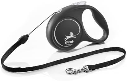 Flexi Black Design Cord Black Small 5m Retractable Dog Leash/Lead for Dogs up to 12kgs/26lbs