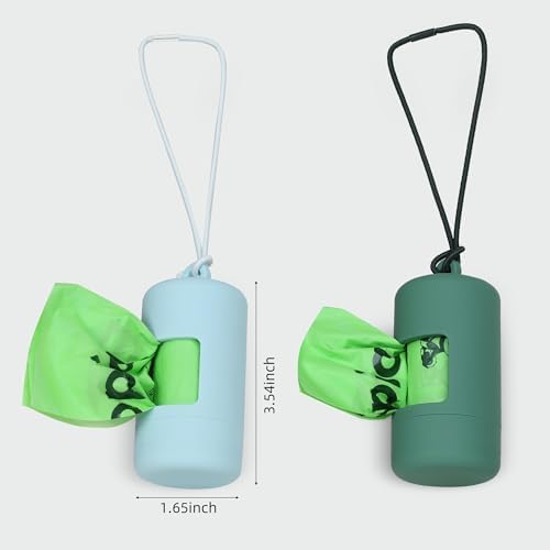 Dog Poop Bag Holder, Smooth Dispensing Poop Bag Holders for Leashes,Poop Bags Dispenser for Dogs,Lightweight Plastic Dispenser with Elastic Loop (only green holder)