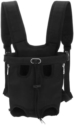 Front Pet Carrier Backpack for Small Dogs and Cats Up to 5.5-8.8 lbs, Adjustable Breathable Dog Carrying Backpack, Medium, (Black, 1 Pcs) Intended for Hiking/Camping/Traveling