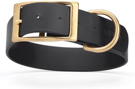 Viper Biothane Heavy Duty Waterproof Dog Collar Strong Coated Nylon Webbing w/Solid Brass Hardware Odor-Proof Easy to Clean High Performance Fits Small Medium or Large Dogs, Black