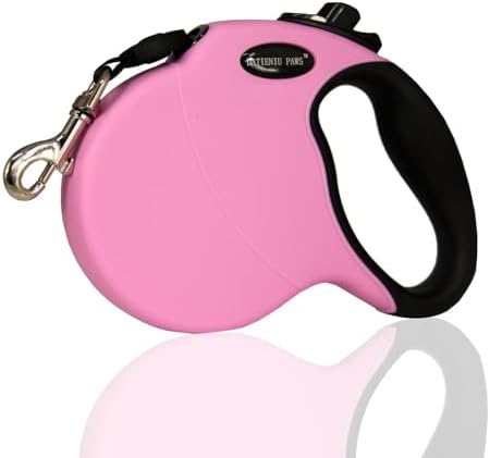 Medium 16 FT Retractable Dog Leash – Adjustable Hands-Free Leash for Dogs Up to 44lbs, Tangle-Free Nylon with Ergonomic Grip for Walking, Training & Outdoor Safety Pink M