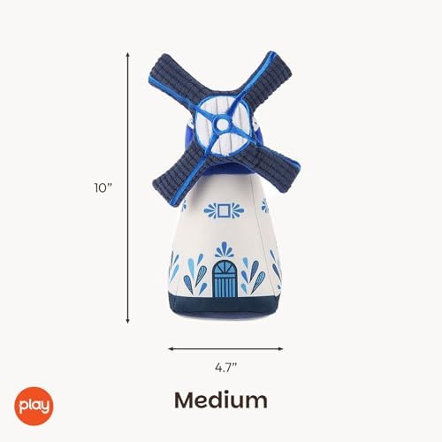 P.L.A.Y. PET LIFESTYLE AND YOU P.L.A.Y. Cute Plush Dog Toys - Totally Touristy Landmark Themed Durable Squeaker Chew Toy, Great for Puppies Dogs - Machine Washable (Dutch Windmill, Medium)