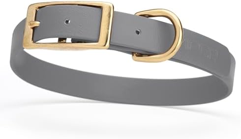 Viper Biothane Heavy Duty Waterproof Dog Collar Strong Coated Nylon Webbing w/Solid Brass Hardware Odor-Proof Easy to Clean High Performance Fits Small Medium or Large Dogs, Battleship Gray