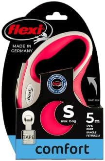 Flexi New Comfort Tape Grey & Red Small 5m Retractable Dog Leash/Lead for Dogs up to 15kgs/33lbs