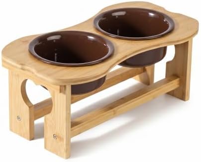 Bone Elevated 6.1" Ceramic Small Dog Bowls, Tilted Dog Bowl Stand