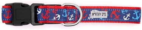 THE WORTHY DOG Summer Print, Adjustable Dog Collar, Small Dogs, Anchors