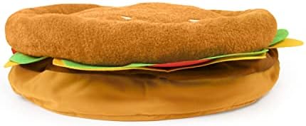 TONBO Soft Plush Small Cute and Cozy Food Dog Cat Bed, Washer and Dryer Friendly (Burger)
