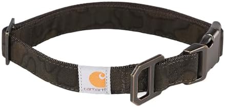 Carhartt Nylon Duck Dog Collar, Fully Adjustable Durable 2-Ply Cordura Nylon Canvas Collars for Dogs, Tarmac Duck Camo, Medium