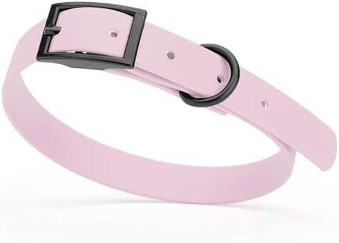 Dogline Biothane Waterproof Dog Collar Strong Coated Nylon Webbing with Black Hardware Odor- Proof for Easy Care Easy to Clean High Performance Fits Small Medium or Large Dogs, Pastel Purple