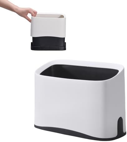 Cat Litter Scoop Holder Universal Scooper Storage Caddy for Most Kitty Poop Shovel, Durable Removable Pet Pooper Stand for Plastic / Metal Waste Scoops, Double-Layer Mini Desktop Trash Can - L White