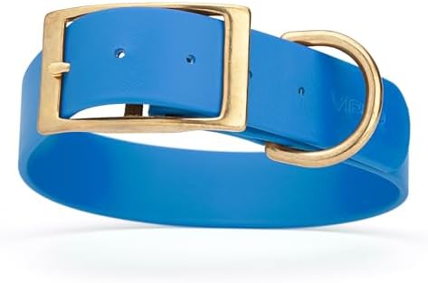 Viper Biothane Heavy Duty Waterproof Dog Collar Strong Coated Nylon Webbing w/Solid Brass Hardware Odor-Proof Easy to Clean High Performance Fits Small Medium or Large Dogs, Cerulean Blue