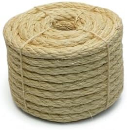Premium Brazilian Sisal Rope, Natural Fiber 100% Sisal, Ultra Durable, Chemical-Free, Ideal for DIY, Cats, Scratching Post Replacement, Home Decor, Garden, Crafting (1/2” 50 ft / 12mm 15m)